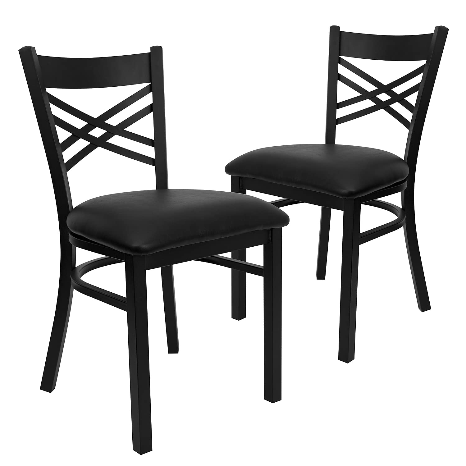 Flash Furniture Hercules Series 'X' Back Metal Restaurant Chairs, Modern Upholstered Armless Dining Chairs For Restaurants/Kit