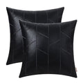 Brawarm Faux Leather Pillow Covers 20 X 20 Inches, Black Leather Pillow Covers Pack Of 2, Geometric Embroidery Leather Decorativ