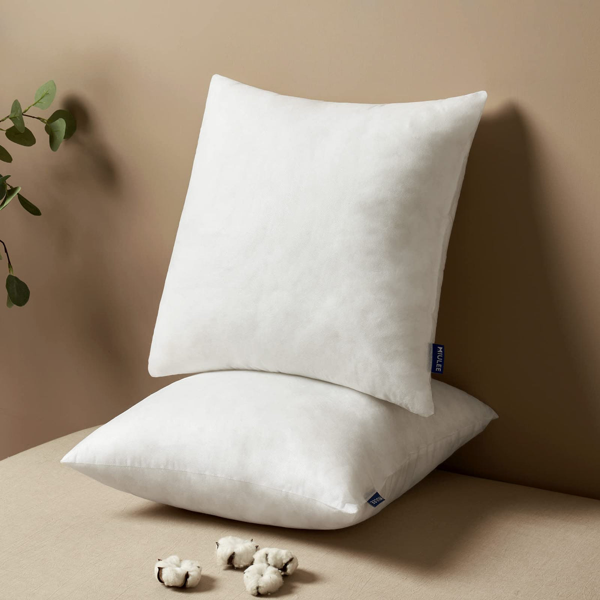 Miulee 18X18 Pillow Inserts Set Of 2, Square Decorative Throw Pillows Premium Fluffy Pillow Stuffer For Living Room Sofa Couch B
