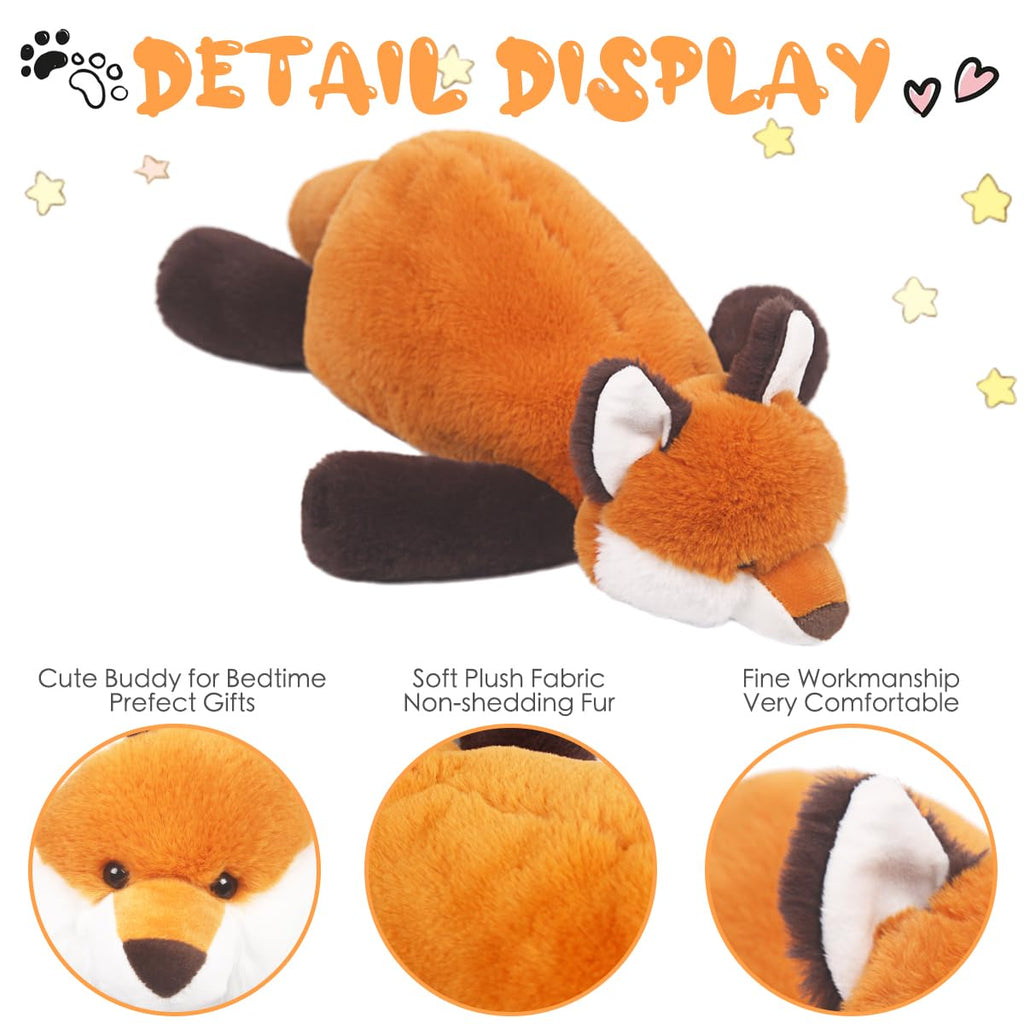 Arelux Soft Red Fox Stuffed Animals:18In Fox Plush Cute Cuddly Body Pillow Hug Sleeping Fluffy Wild Animal Toys Bed Decor Plushi