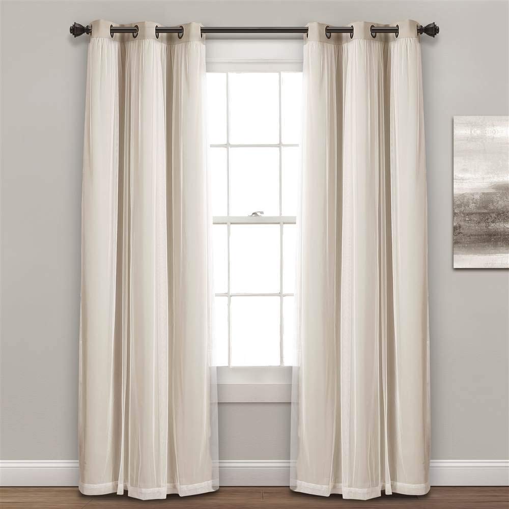 Lush Decor Sheer Grommet Curtains With Insulated Blackout Lining, Window Curtain Panels, Pair, 38''W X 120''L, Wheat - Curtain W