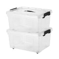SHUNYILONG 2 Packs 63 Quarts Heavy Duty Storage Bins with Wheels Lids, Plastic Storage Containers  Locking Lid, Stackable Clear