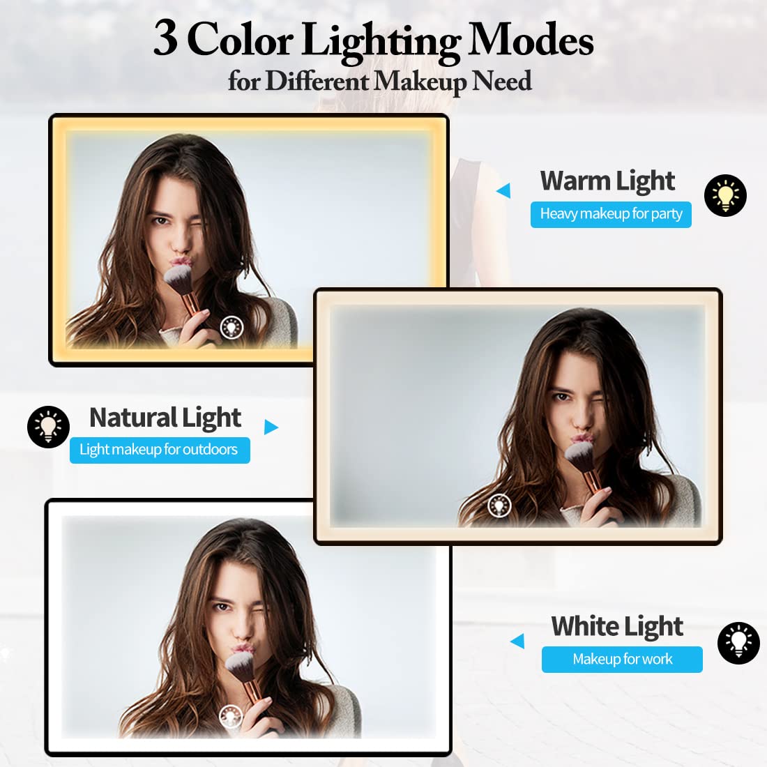 Uhdod 5 Way Mirror For Hair Cutting With Led Light, 360 Barber Mirrors With Adjustable Height Brackets, Makeup Mirror For Self C