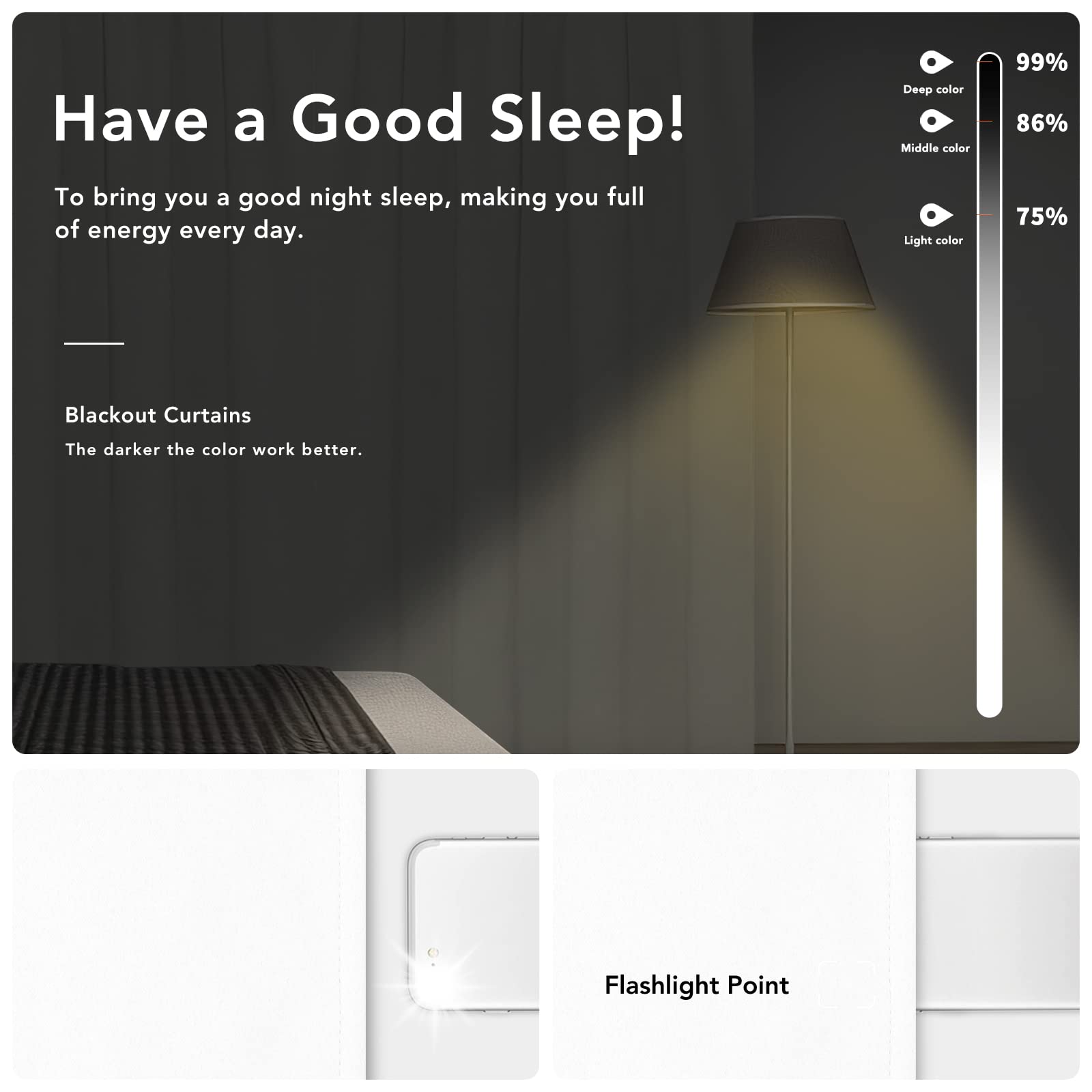 Easy-Going Rod Pocket Blackout Curtains For Bedroom, Room Darkening Window Curtains For Living Room, Thermal Insulated Noise Reduction Solid Window Drapes, 2 Panels(34X54 In, White)