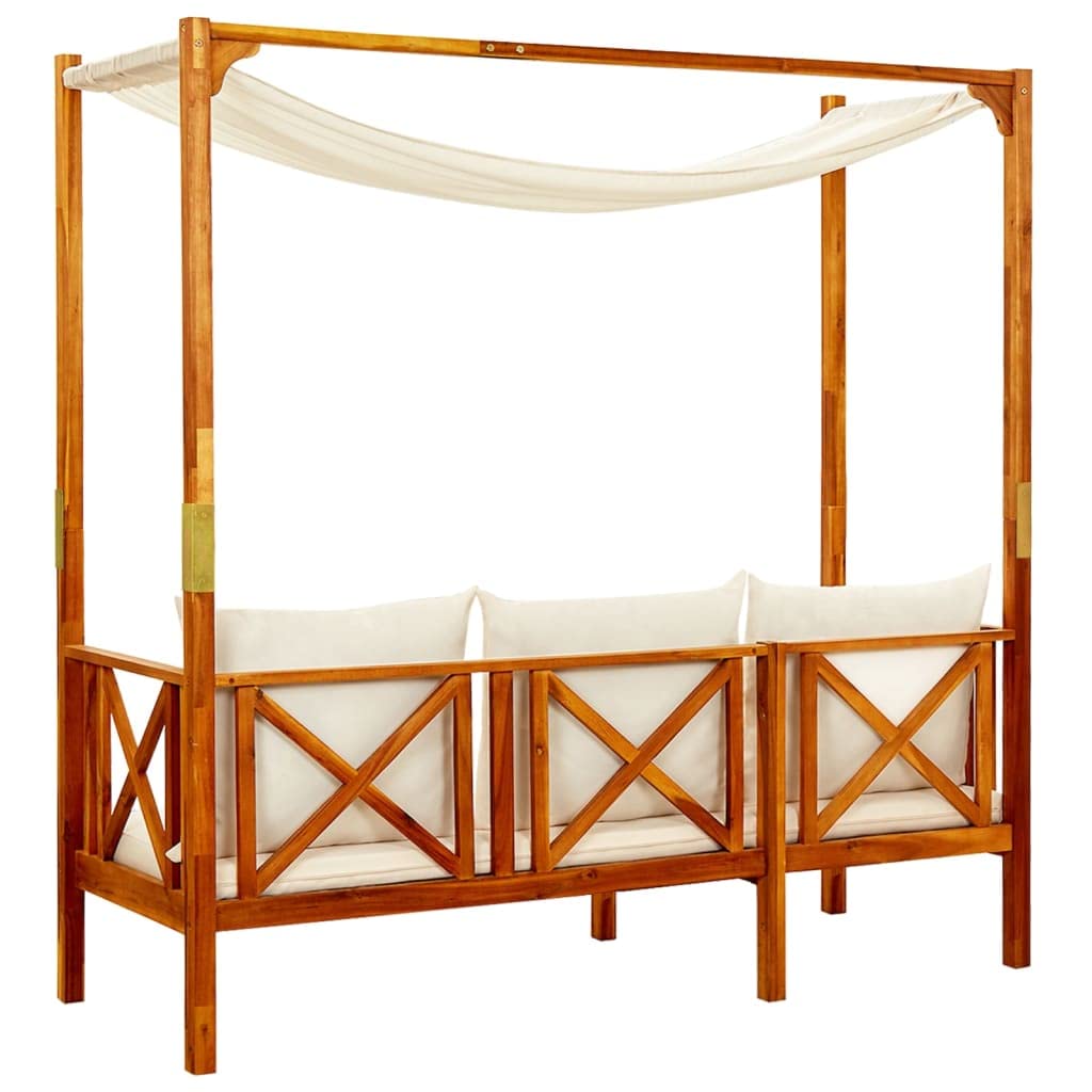 vidaXL Solid Acacia Wood Patio Bench with Table and Footrests Garden Outdoor Terrace Balcony Seat Seating Daybed Sunlounger Furniture