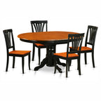 East West Furniture Avon 5 Piece Set Includes an Oval Dining Room Table with Butterfly Leaf and 4 Kitchen Chairs, 42x60 Inch, Black & Cherry