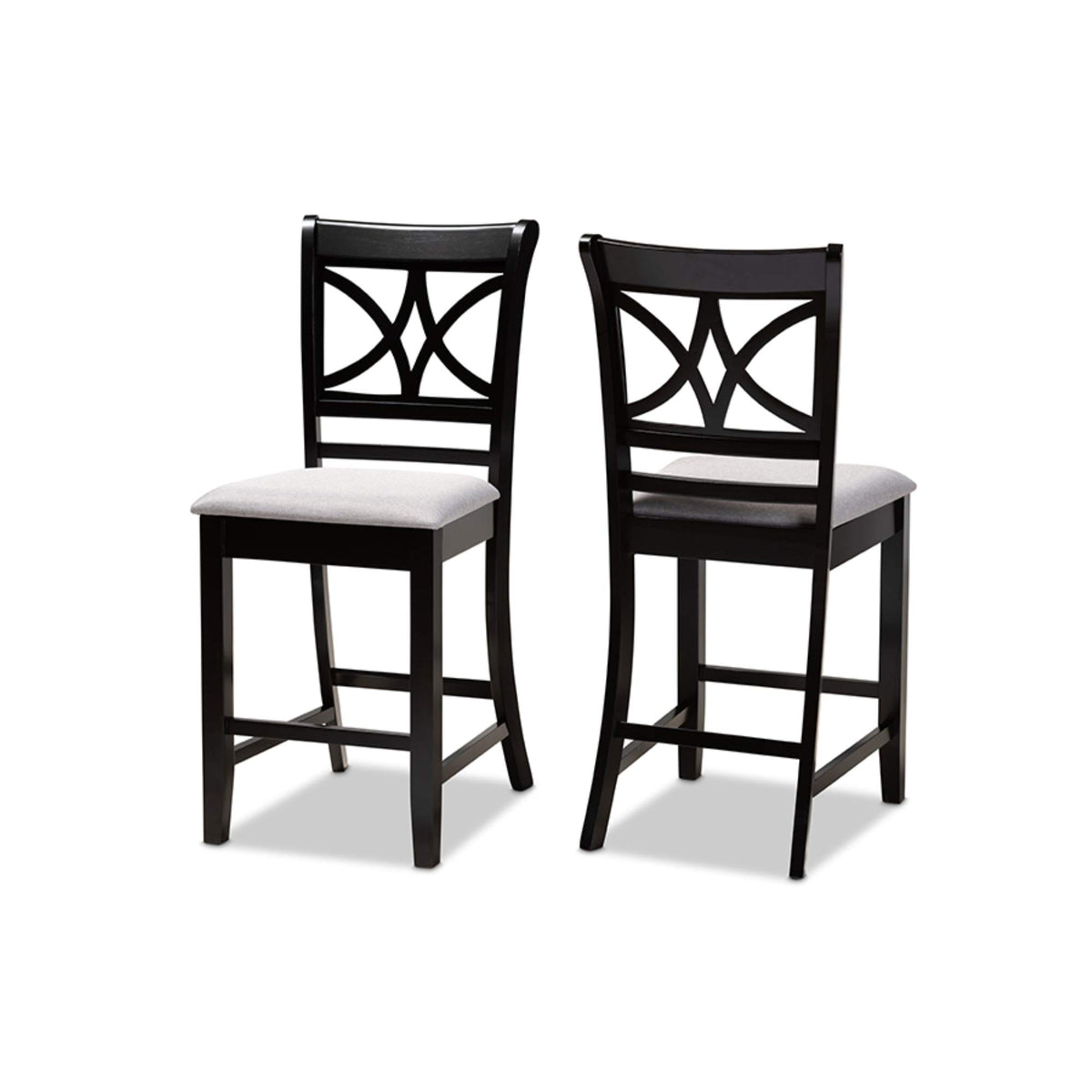 Baxton Studio Chandler Modern and Contemporary Grey Fabric Upholstered and Espresso Brown Finished Wood 2-Piece Counter Height Pub Chair Set