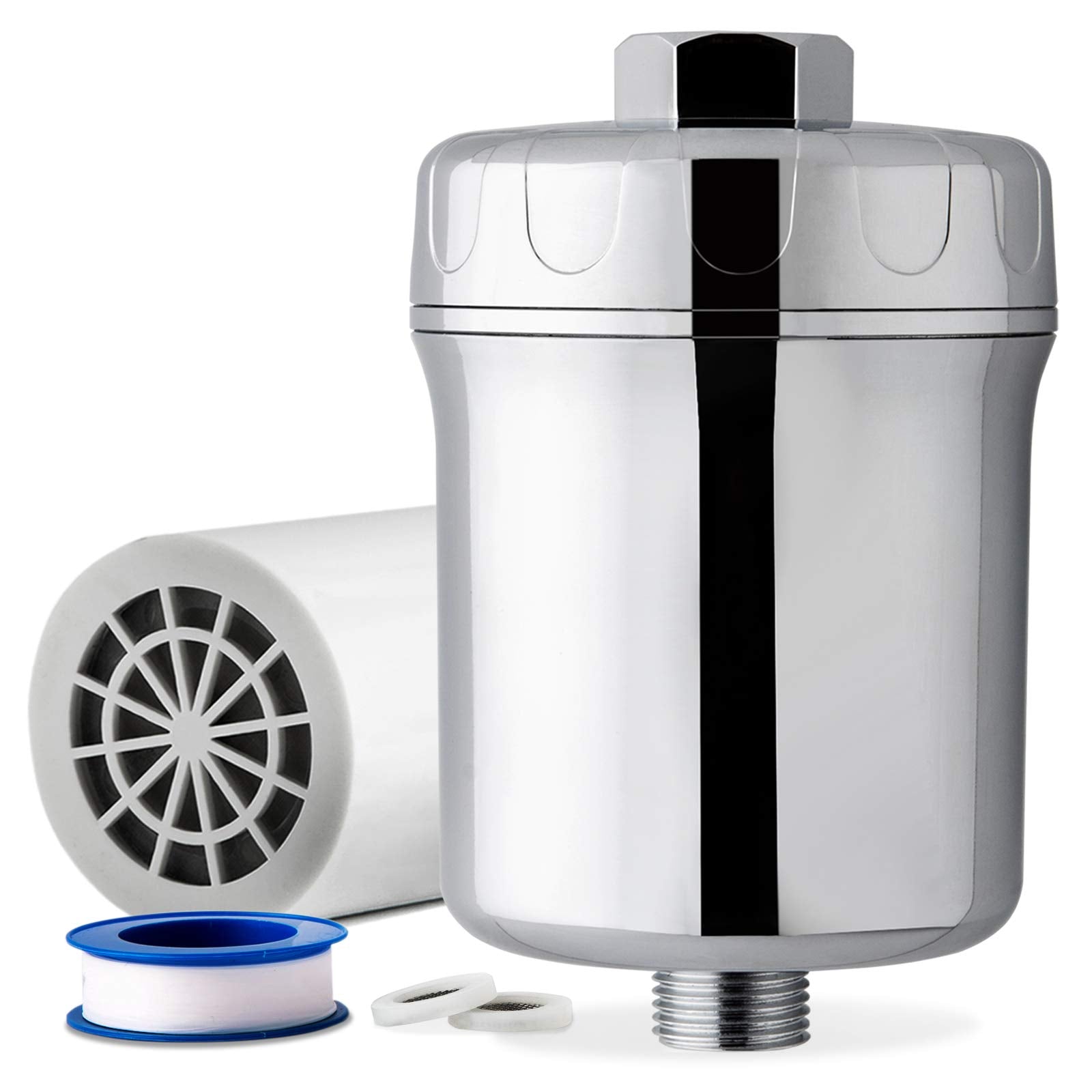 iSpring SF1S 15-Stage High Output Universal Shower Filter with Replaceable Cartridge Remove Chlorine, Sediment, and More, Chrome