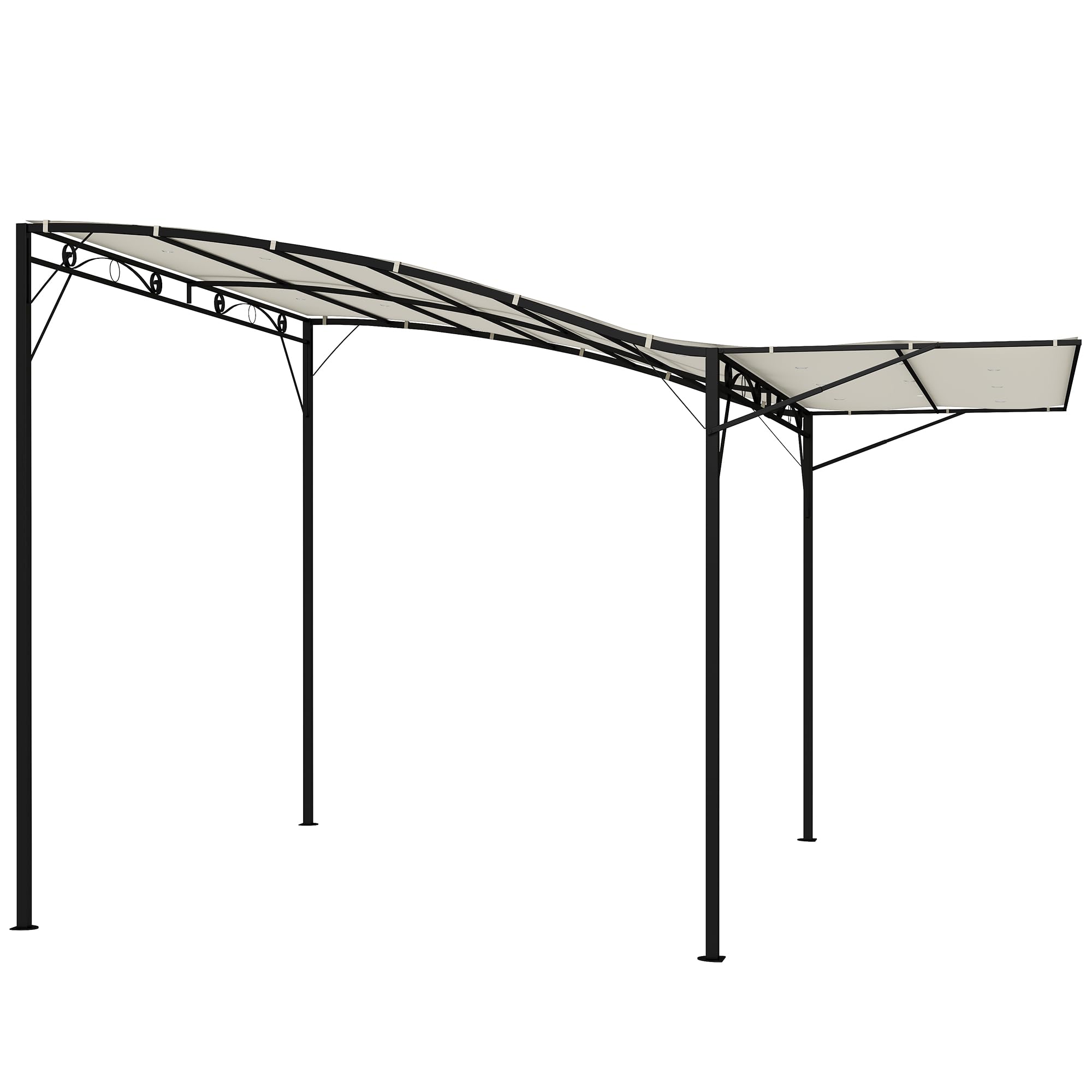 Outsunny 10 x 8 Outdoor Pergola and Patio Gazebo, Extendable Side Awning, Sun Shade Shelter for Garden, Camper, Deck, Doors an