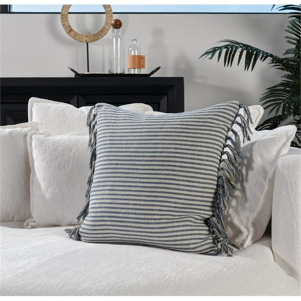 Kosas Home Benny 20X20 Square Cotton And Linen Throw Pillow In Blue/Natural