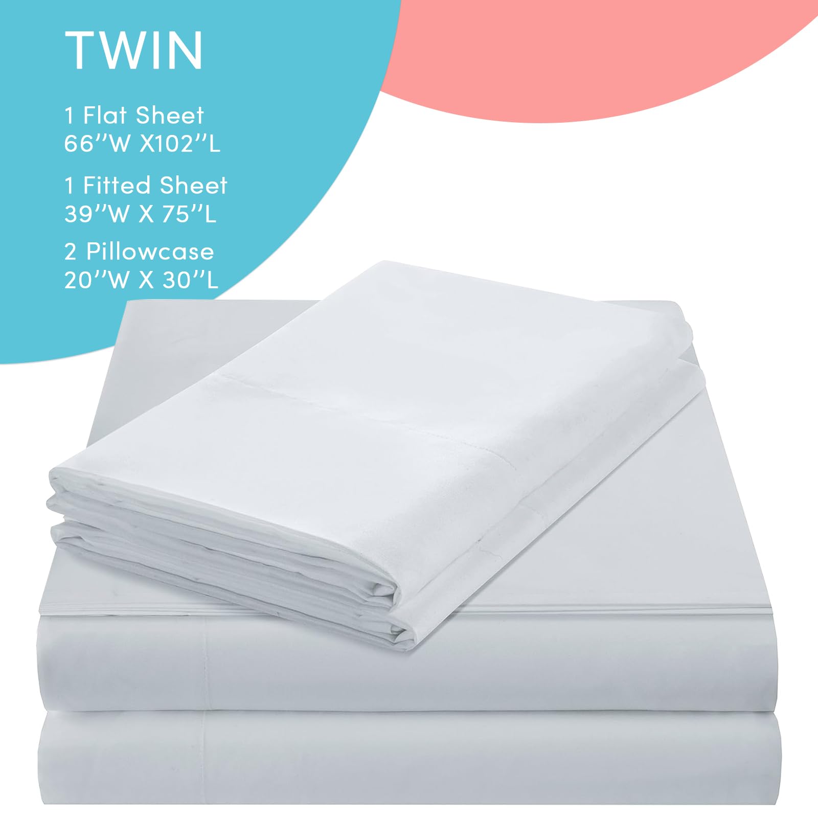 Comfort Spaces Coolmax Moisture Wicking Sheet Set Soft, Fade Resistant, All Elastic Deep Pocket Fits Up To 16' Mattress - Warm Weather Cooling Sheets For Night Sweats, Twin, White, 3 Piece