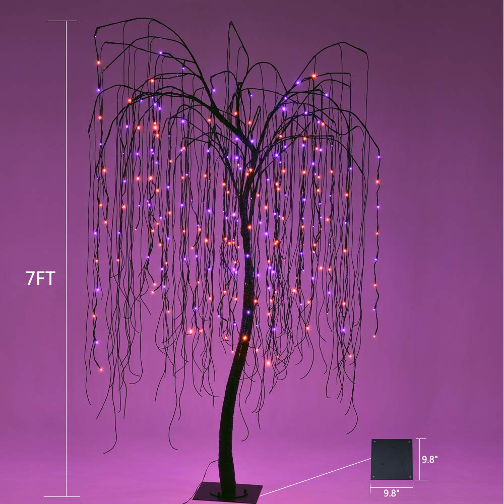 Lightshare 7 Feet Halloween Willow Tree, 256 Led Lights For Home, Festival, Nativity,Party, And Christmas Decoration,Includes Sp