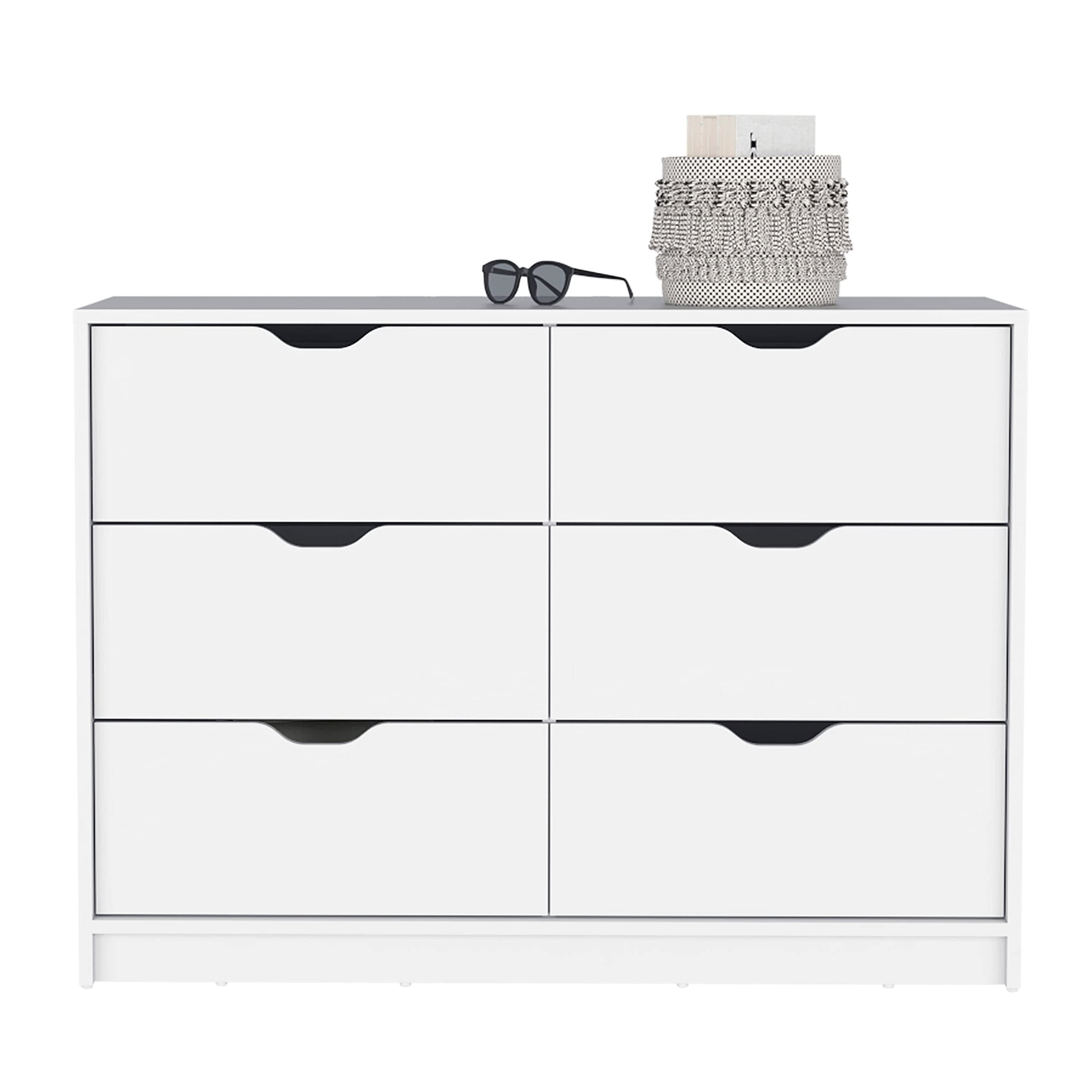 Dresser 30&Quot; H, 4 Drawer Dresser With 2 Lower Cabinets, Drawer Chest, White