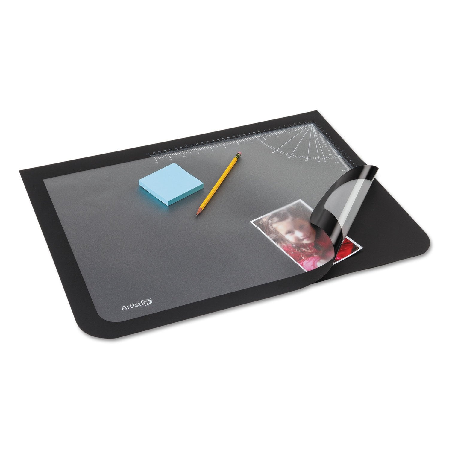 Artistic Lift-Top Pad Desktop Organizer, With Clear Overlay, 22 X 17, Black