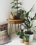 FANTASTIC STORE 9 Antique Wooden End Table | Small Side Table | Corner Stool Plant Stand for Bedroom, Living Room (Black Foldabl