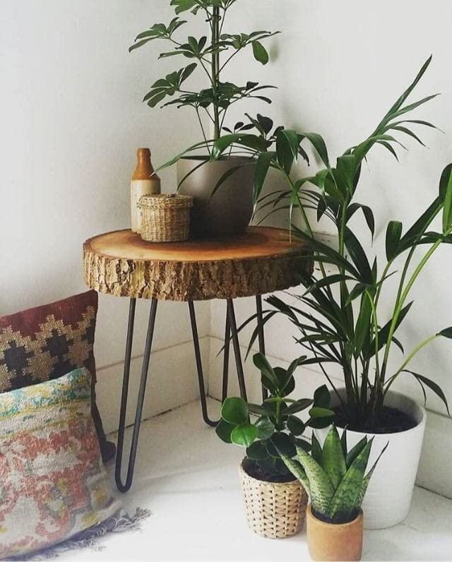 FANTASTIC STORE 9 Antique Wooden End Table | Small Side Table | Corner Stool Plant Stand for Bedroom, Living Room (Black Foldabl