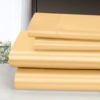 Homiest 3Pcs Satin Sheets Set Luxury Silky Satin Bedding Set With Deep Pocket, 1 Fitted Sheet + 1 Flat Sheet + 1 Pillowcase (Twin Xl Size, Gold)