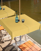 QueenKer Outdoor Tablecloth with Umbrella Hole Zipper Yellow Polyester 54 x 54 inch