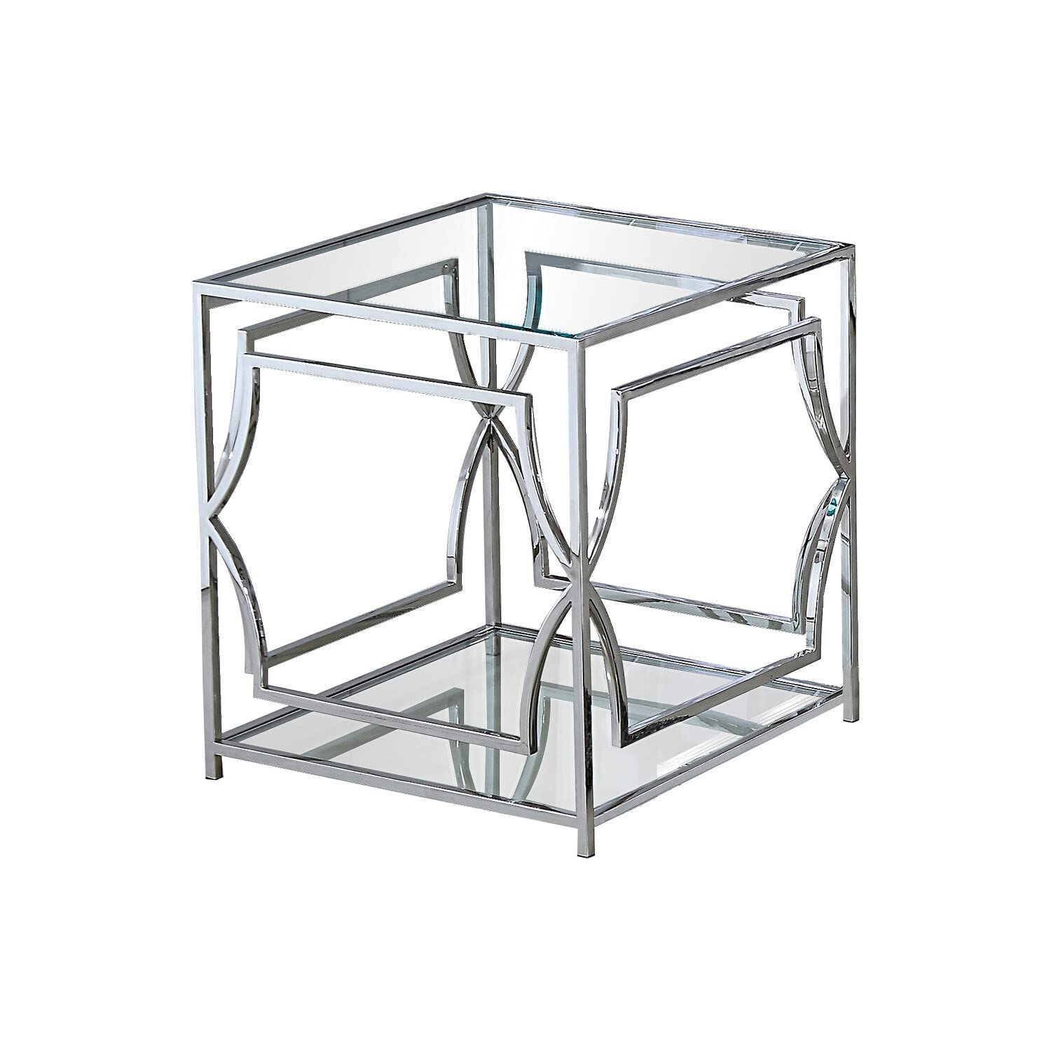 Abigail Glass and Stainless Steel Base End Table