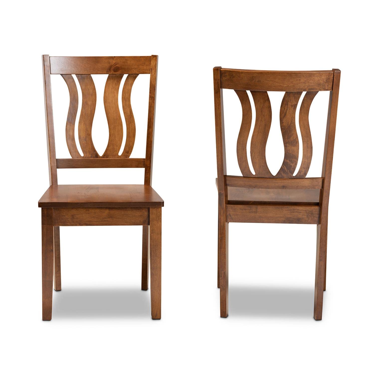 Baxton Studio Fenton Modern and Contemporary Transitional Walnut Brown Finished Wood 2-Piece Dining Chair Set