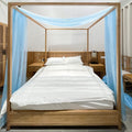 Linentalks Sky Blue Canopy Bed Curtains For Queen & Full Bed, Bed Canopy Scarf, Sheer Scarf Valance Canopy Bed Drapes, Four Post