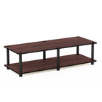 Furinno Just No Tools Dark Cherry Wide Television Stand with Black Tube, Dark Cherry/Black, Wide 41.3"(W)x10.9"(H)x15.6"(D)