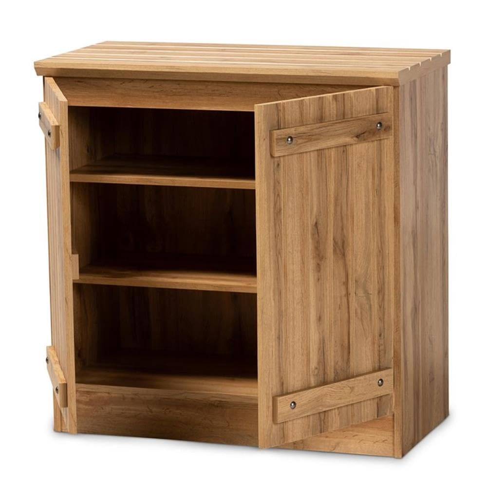 Baxton Studio Sorina Natural Oak Brown Finished Wood 2-Door Shoe Cabinet