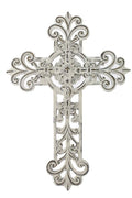 Comfy Hour Faith and Hope Collection 12 White Handmade Classic Hollow Out Cross, Antique Style, Art Wall Decor, Resin
