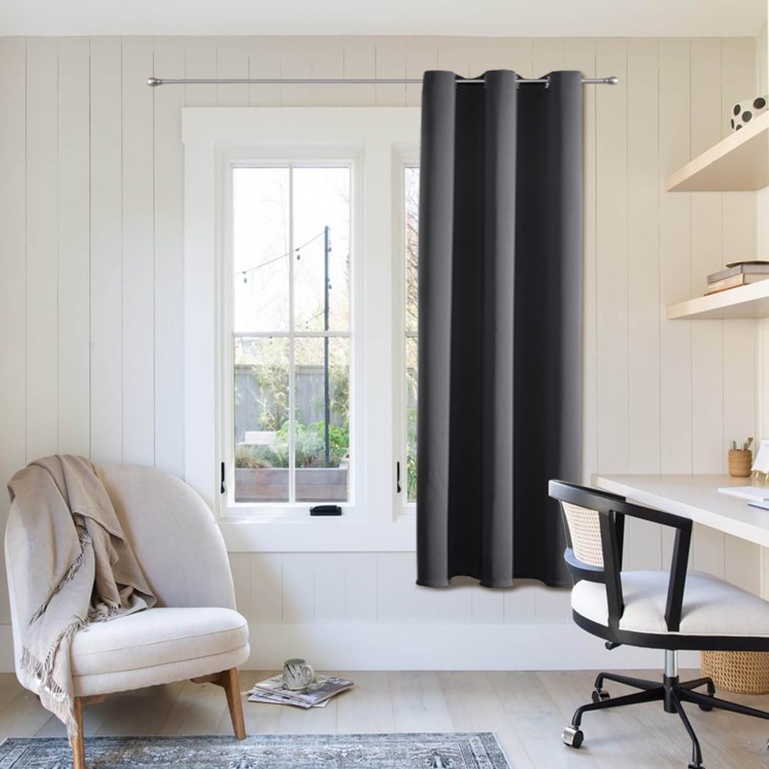 Chrisdowa Grommet Blackout Curtains For Bedroom - Thermal Insulated Room Darkening Curtains For Living Room (1 Panel Set, Dark G