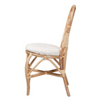 Baxton Studio Jerica Bohemian Rattan Dining Chair, White/Natural Brown (232-13224-HiT)