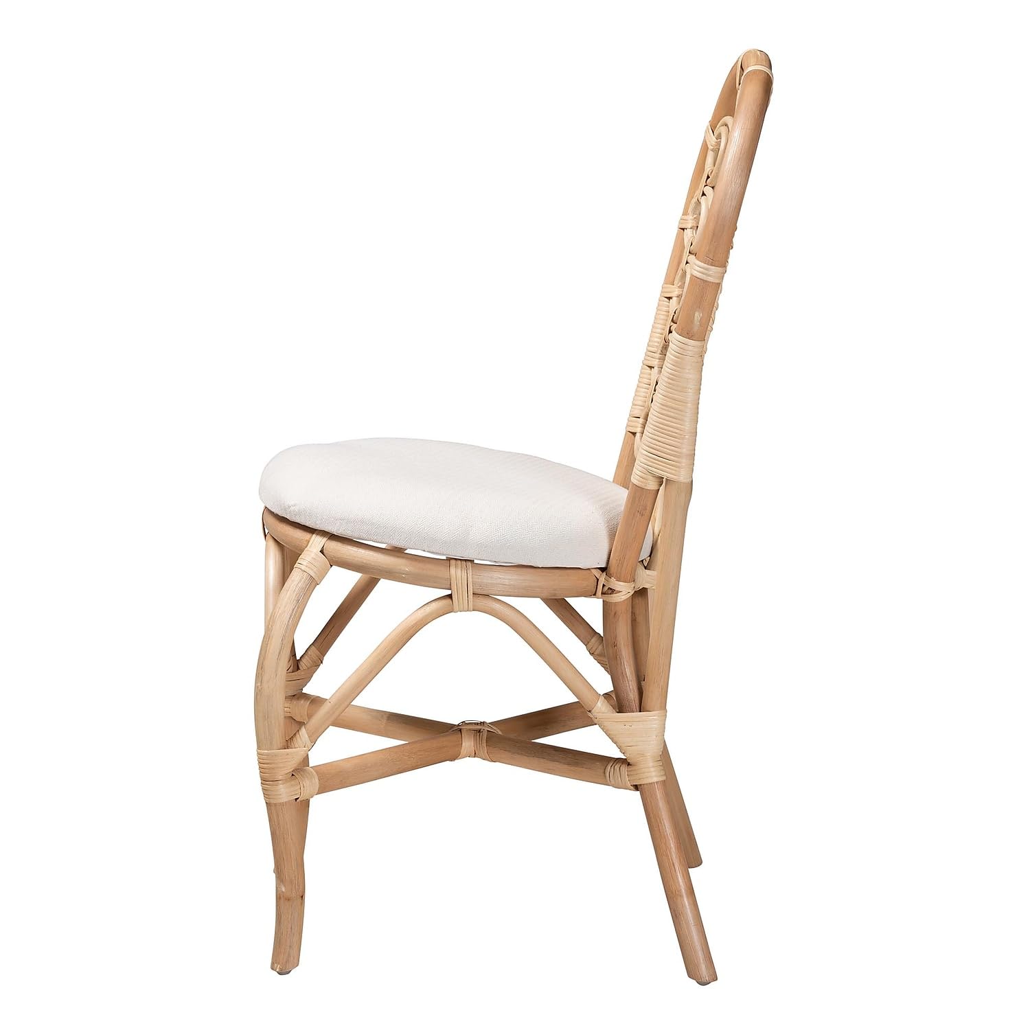 Baxton Studio Jerica Bohemian Rattan Dining Chair, White/Natural Brown (232-13224-HiT)