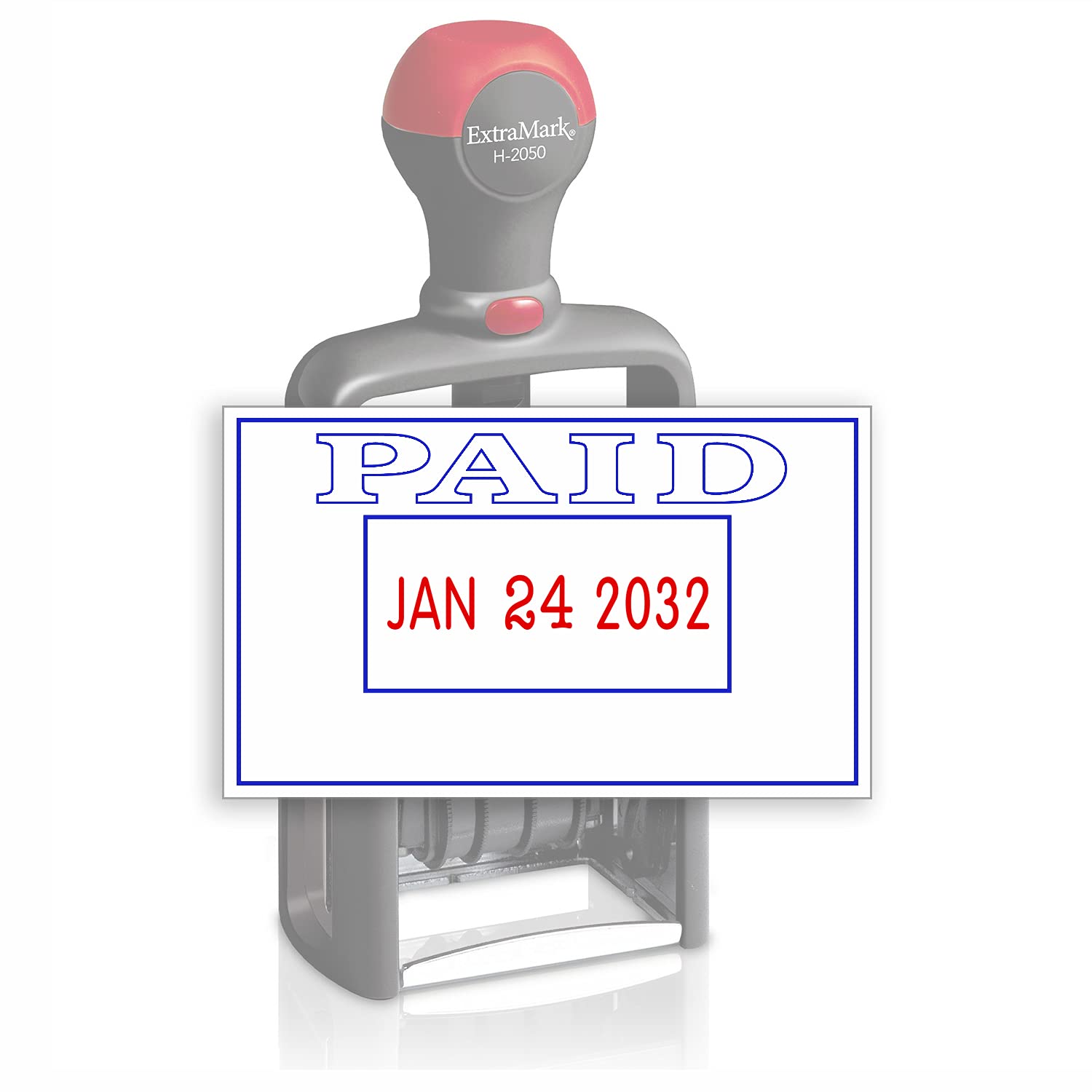 Heavy Duty Style Office Date Stamp With Paid - Self Inking Dater - Style B - Blue & Red Ink Color