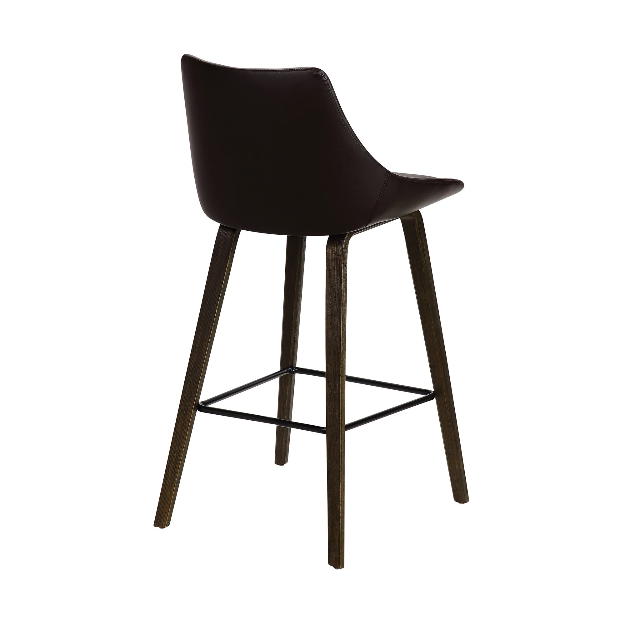 HomeRoots Black Steel,Faux Leather,Plywood 26' Brown Tufted Velvet Upholstered Bar Stool