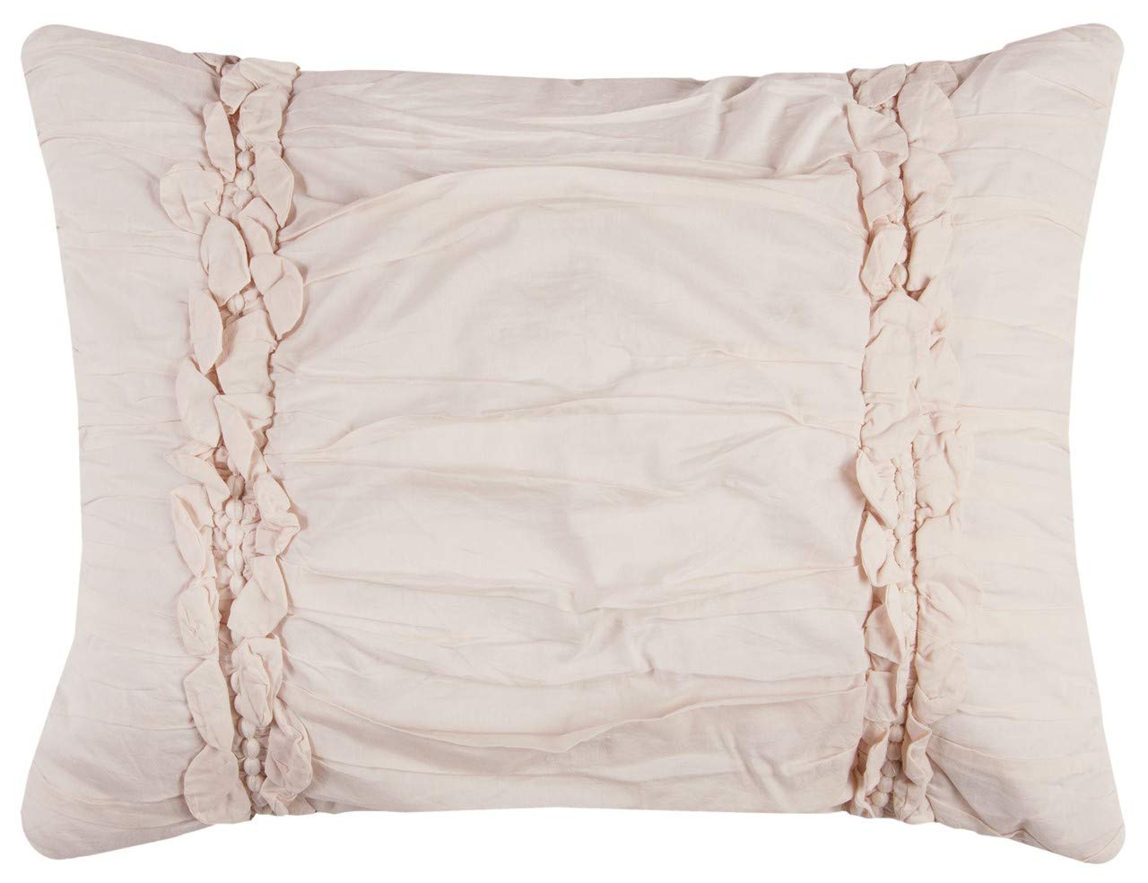 Rizzy Home | BQ4174 | Polyester Quilt | 70&quot;x86&quot; Pink/Neutral/ Solid With Cording