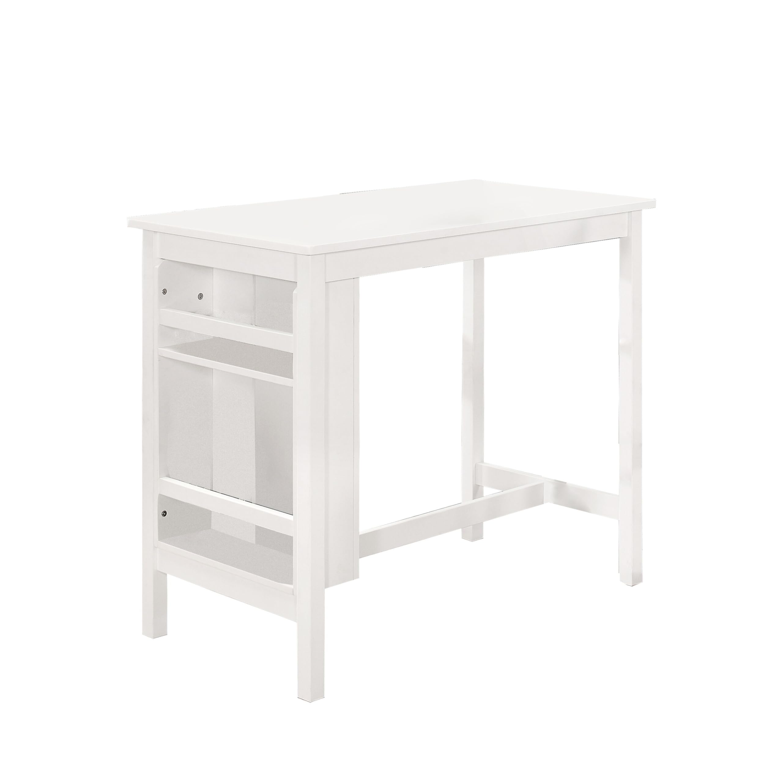 Overstock Furniture 3-Piece White Counter Height Dining Set With Shelf Storage Black Black Finish