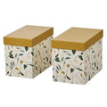 Ikea DAKSJUS Box with lid, set of 2, sprout patterned offwhite/yellowbrown