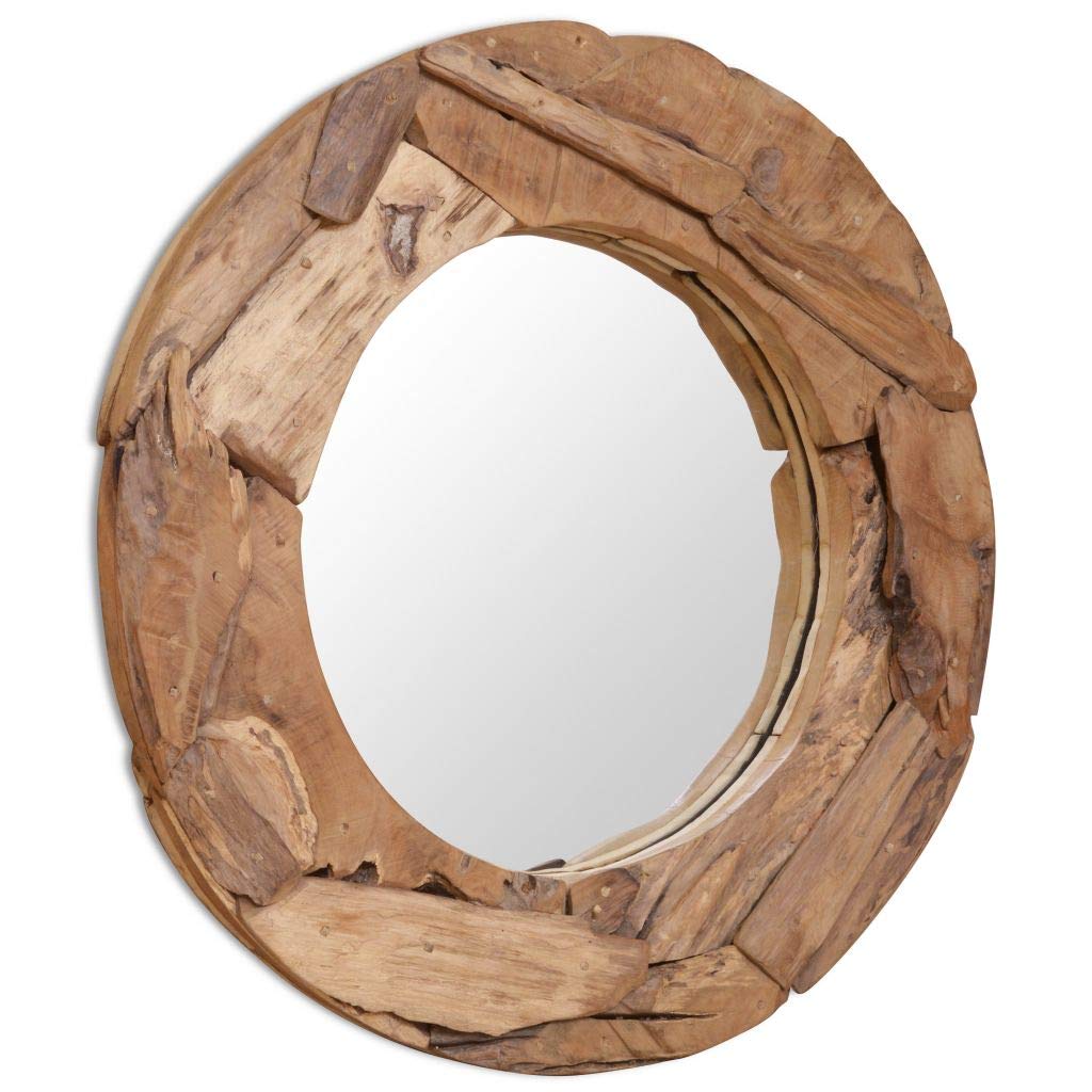 vidaXL Decorative Mirror Teak 31.4&quot; Round