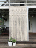 R.R.Lala Solid Semi Sheer Macrame Door Curtain | Large Wedding Backdrop Wall Hanging Tapestry White | Macrame Window Curtain | O