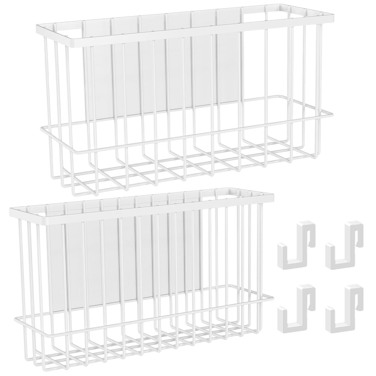 NiHome Magnetic Basket Organizer, Dryer Ball Holder, 2 Pack, White