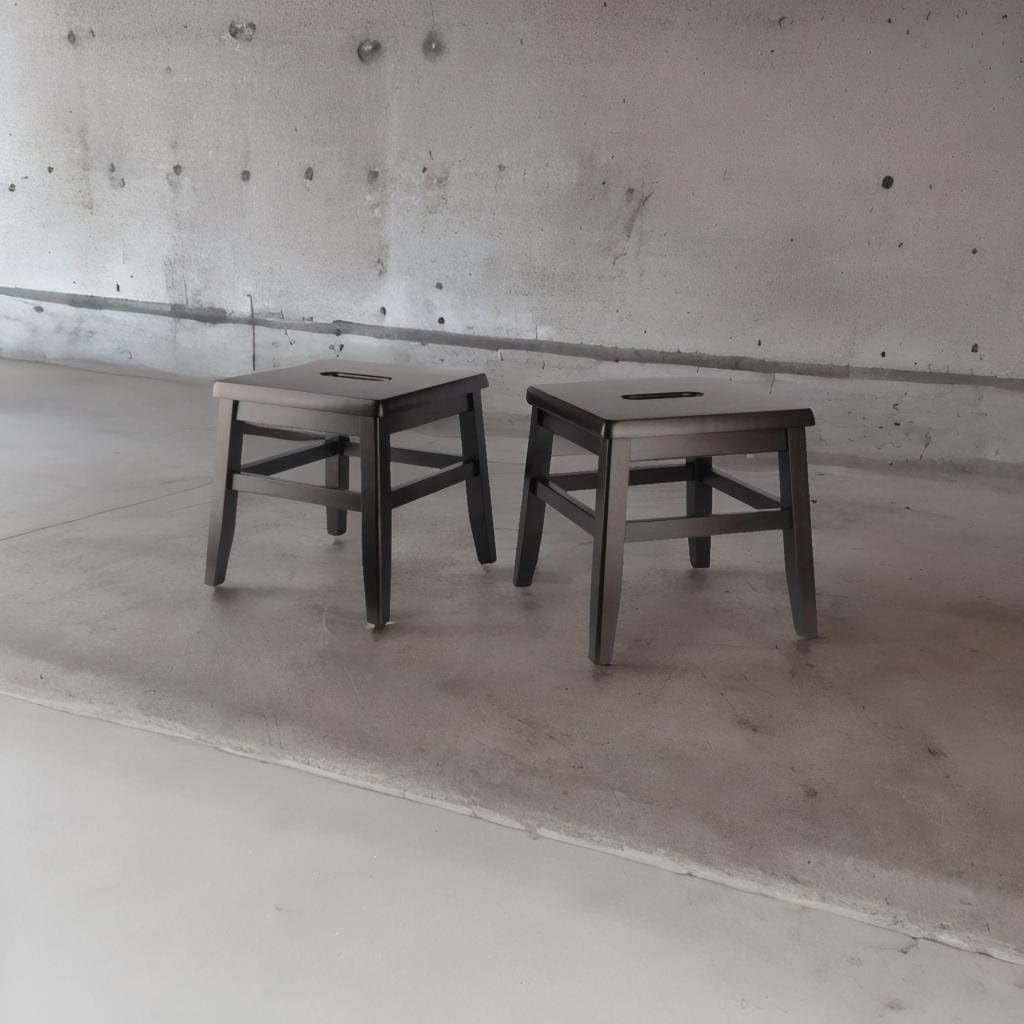 Ergode Wood Kaya Conductor Stools - Lightweight & Portable, Coffee Finish, 2-Pc Set