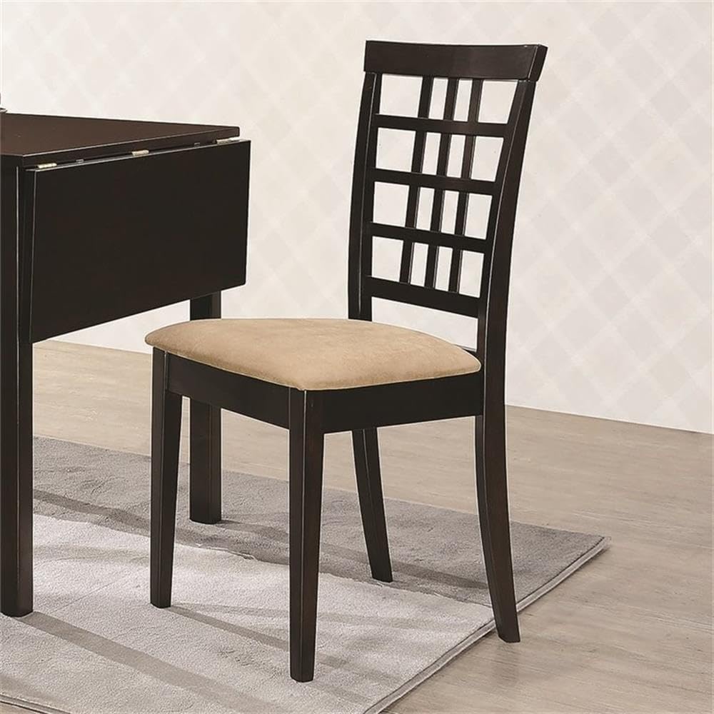 Coaster Furniture Kelso Lattice Back Tan (Set of 2) Dining Chair 17.25" D x 20.5" W x 37.5" H Peat Cappuccino 190822
