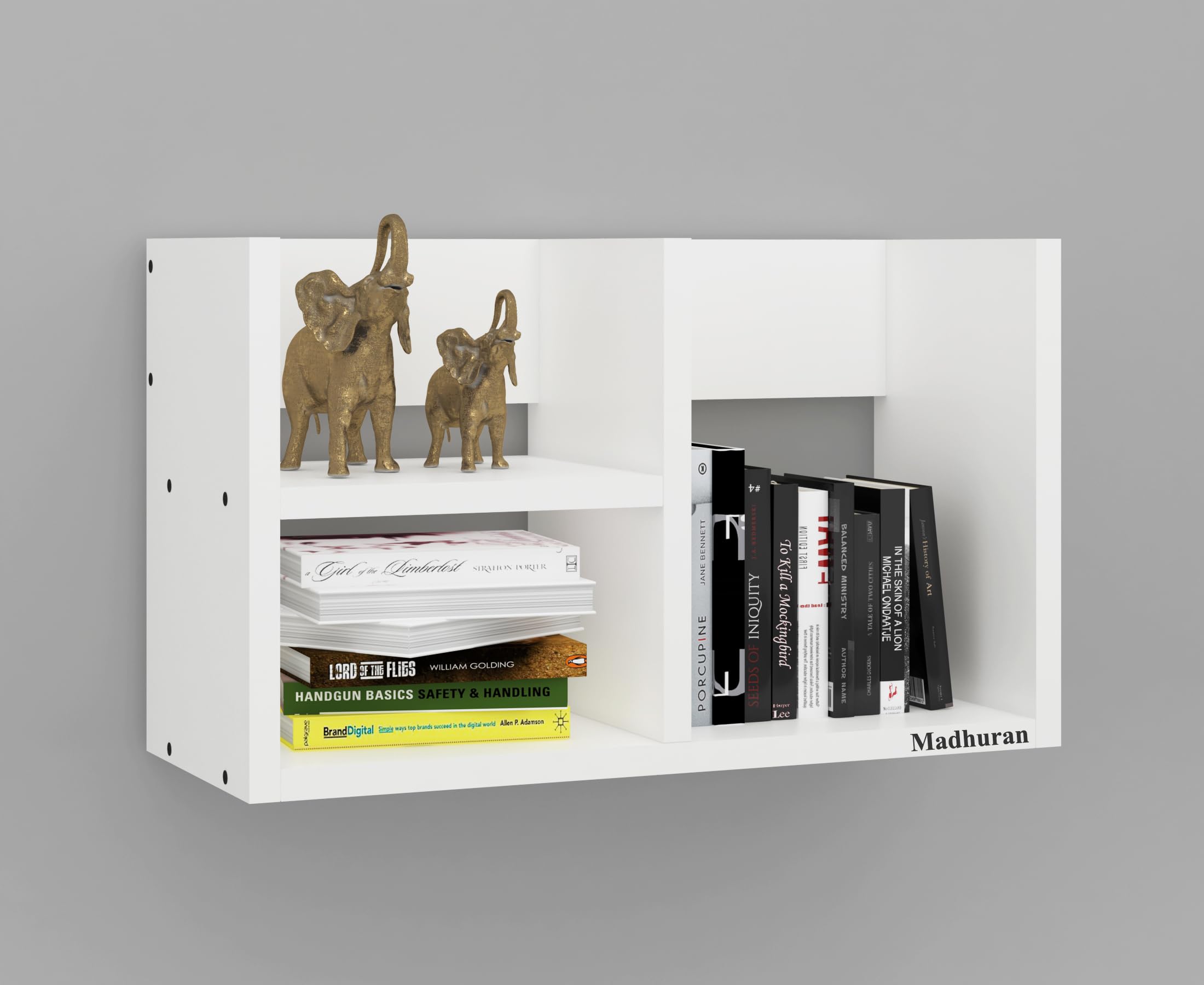 Madhuran Engineered Wood Wall Mounted Books Shelf Racks Stands Tier 3 (Matte White) Multipurpose Home Cupboards Items Kitchen Ca