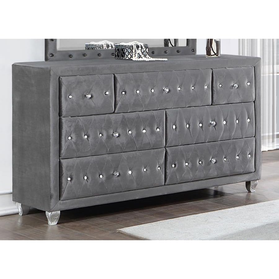 Coaster Home Furnishings Deanna Modern Classic 61-inch 7-Drawer Bedroom Dresser Clothing Storage Cabinet Wide Chest of Drawers Organizer Unit Grey 205103