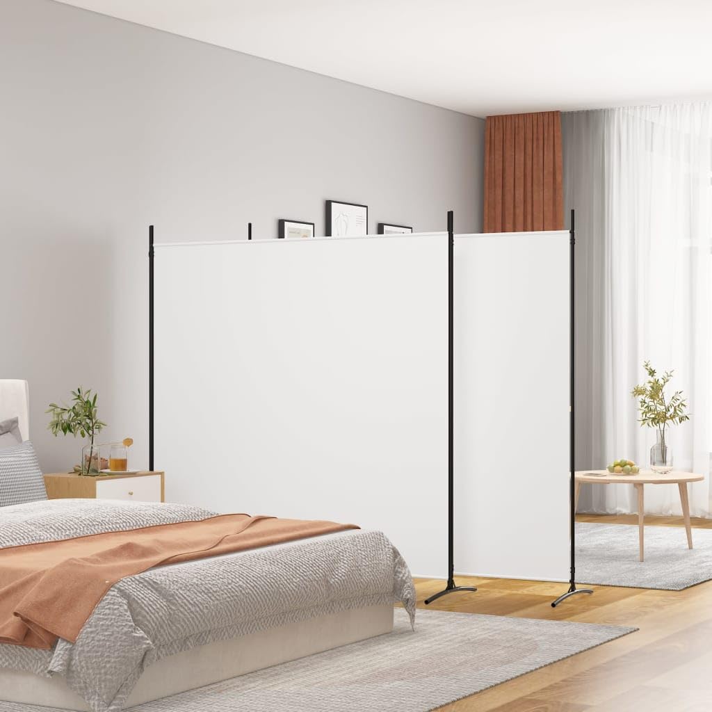 vidaXL 3-Panel White Room Divider, Fabric Privacy Screen, Space Separator, Portable and Foldable, Ideal for Indoor and Outdoor Use, Living Room, Bedroom, Office