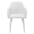 Monarch Specialties I 1190 Dining Chair, Set of 2, Side, Upholstered, Kitchen, Dining Room, Pu Leather Look, Metal, White, Chrome, Contemporary, Modern