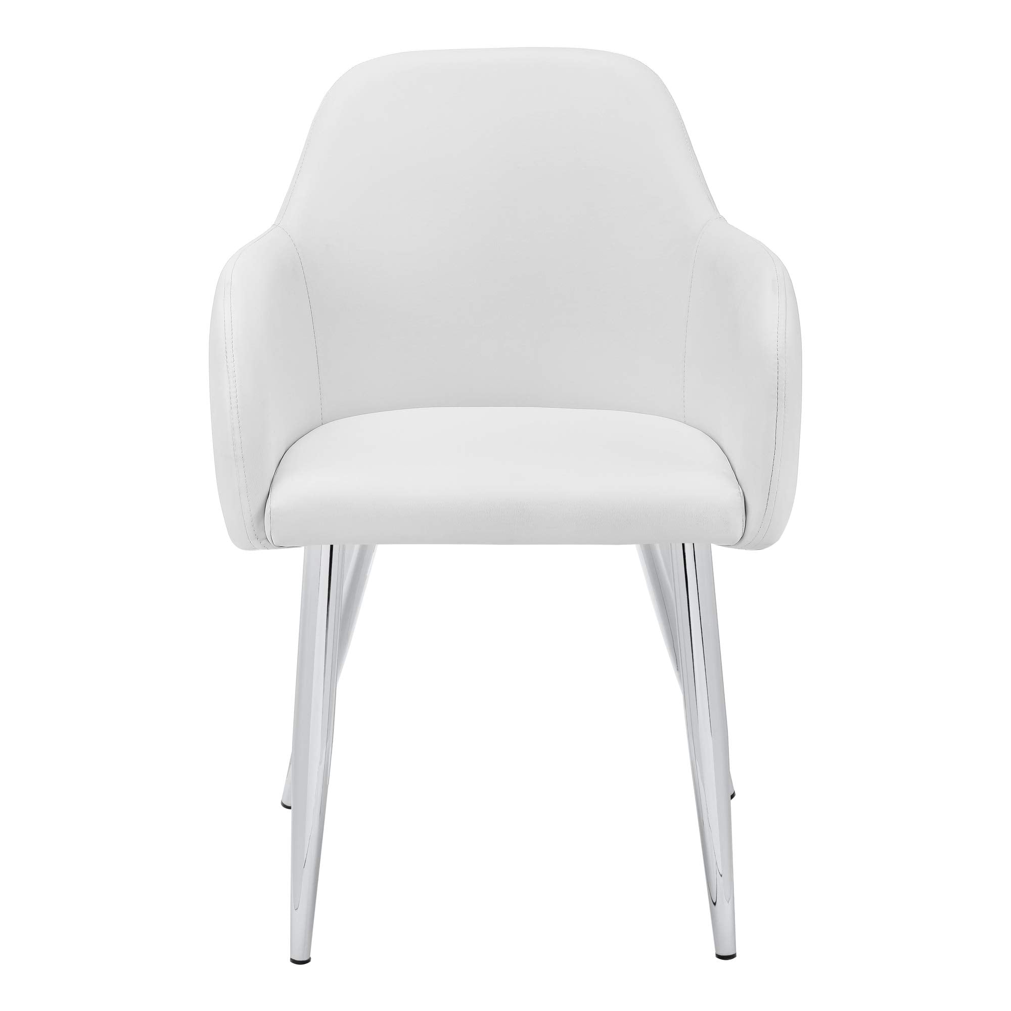 Monarch Specialties I 1190 Dining Chair, Set of 2, Side, Upholstered, Kitchen, Dining Room, Pu Leather Look, Metal, White, Chrome, Contemporary, Modern