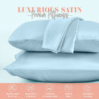 Elegant Comfort Silky And Luxurious 2-Piece Satin Pillowcase Set For Healthier Skin And Hair, Hidden Zipper Closure And Beautifully Packaged, Satin Pillowcase Set, Standard/Queen, Baby Blue