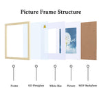 Heart Art 8X8 Natural Wood Picture Frame Set Of 9,Display Pictures 4X4 With Mat Or 8 X 8 Without Mat,Multi Collage Gallery Squar