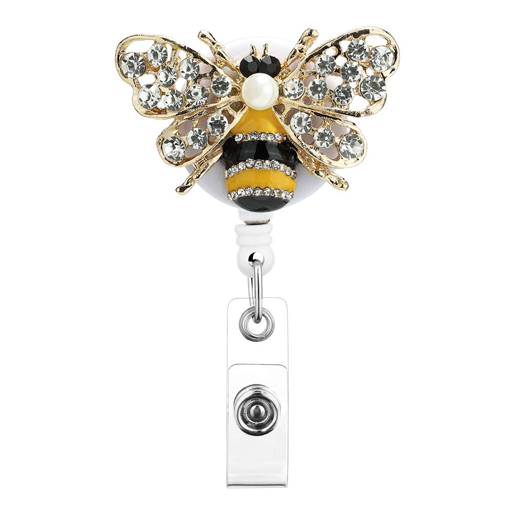 Soleebee Bling Bling Retractable Badge Reel Holder Id Badge Holder With Belt Clip For Nurse, 25.6 Inches Retractable Cord (Cryst