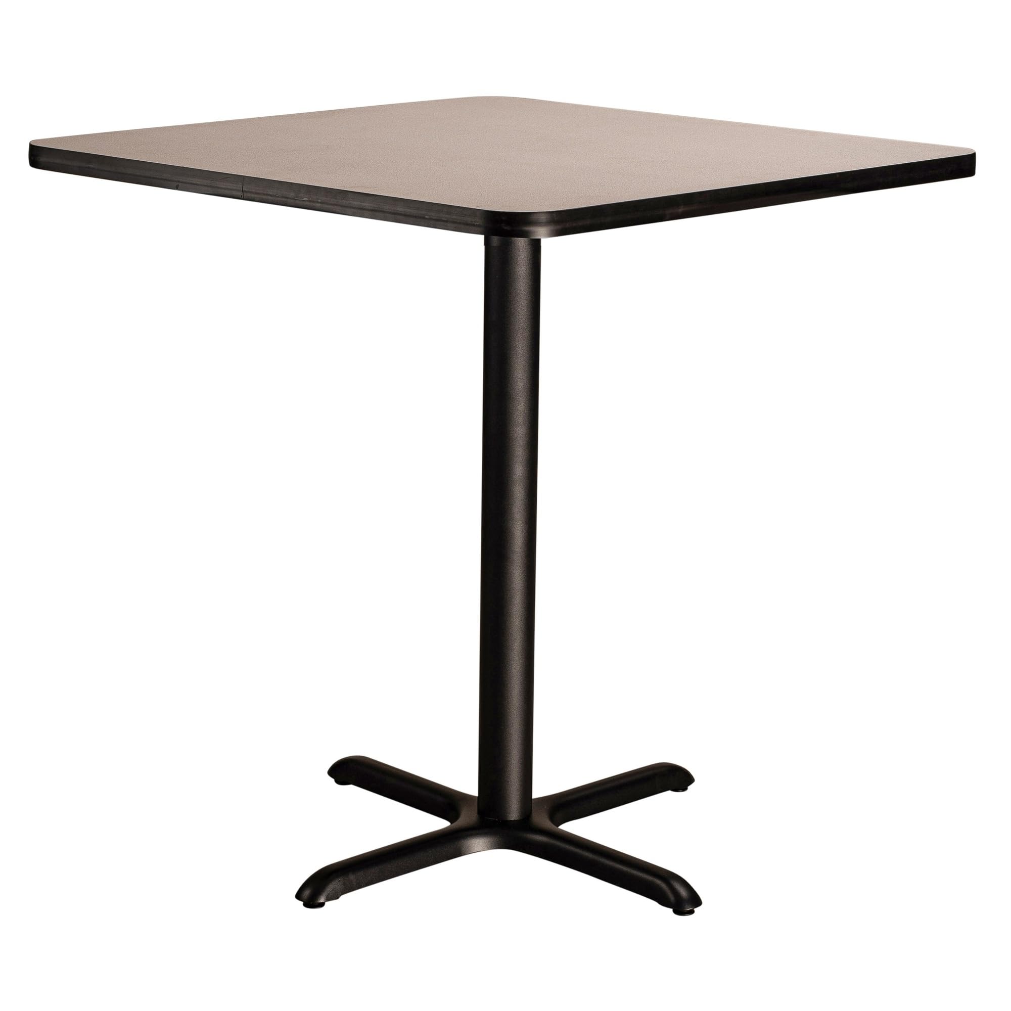 National Public Seating NPS 36" Square Cafe Table with X Base, 36" Height, Particleboard Core/T-Mold, Grey Nebula Top, Black Frame